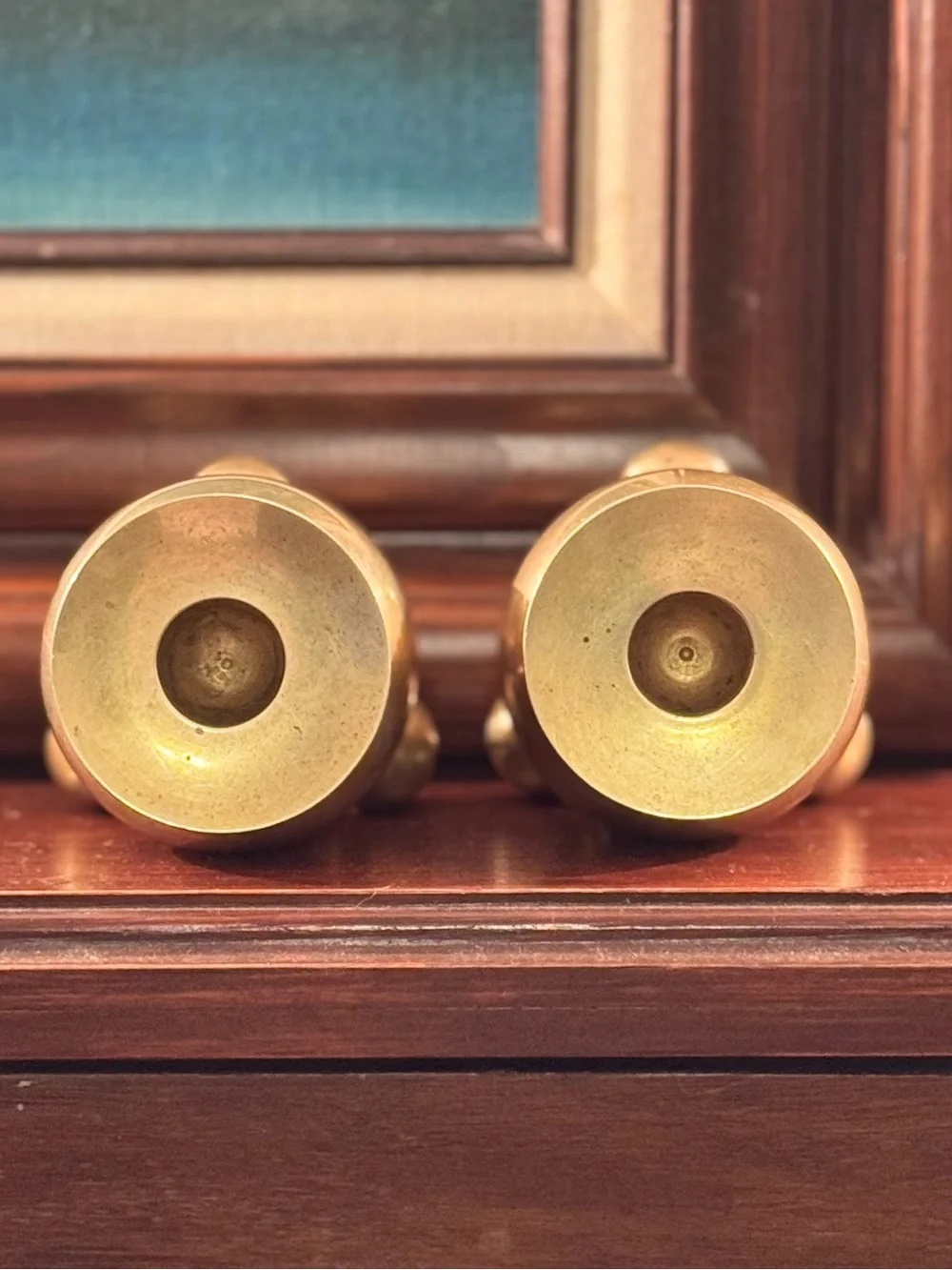 2 Mid-Century Modern Traditional Swedish Brass Candleholders, 1960s